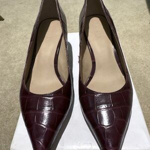 Lauren Ralph Lauren Croc-Embossed Burgundy Lanette Pumps